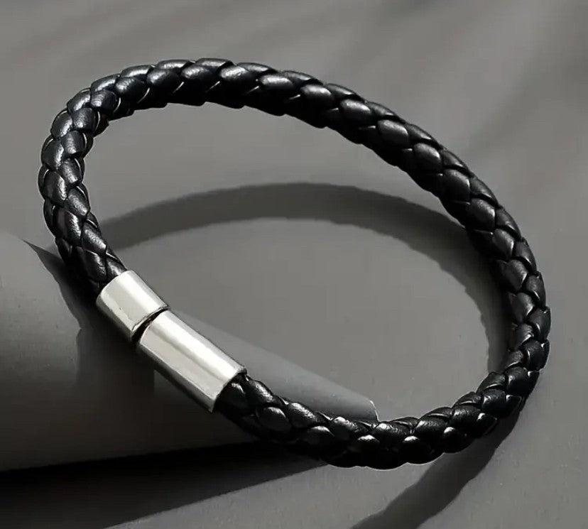 Mannen armband gevlochten PU leer
