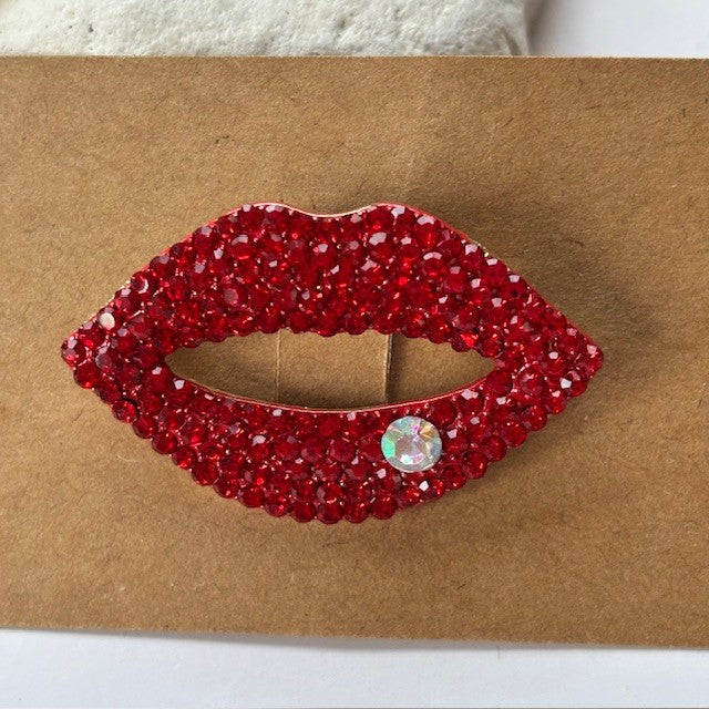 Broche Rode Mond met Steentjes – Valentijn Editie