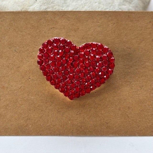 Broche Rood Hart met Steentjes