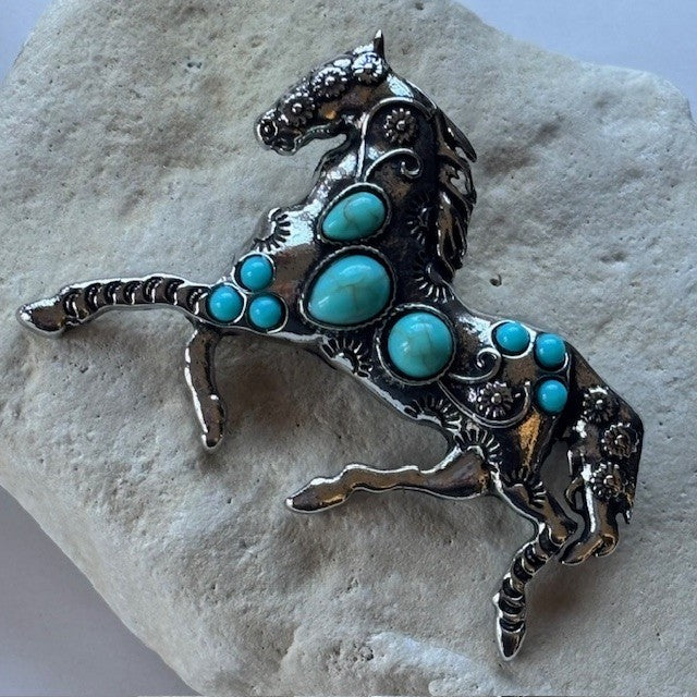Broche: Paard turquoise