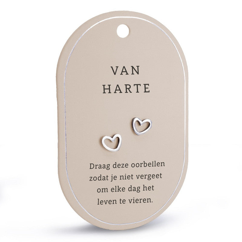 Oorbellen met een boodschap: Van harte (Zilver)
