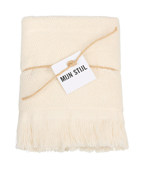 Handdoek (keuken) met franjes ecru