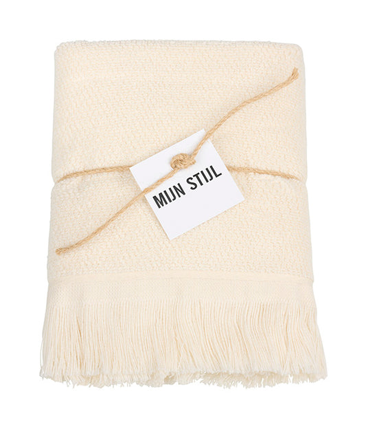 Handdoek (keuken) met franjes ecru