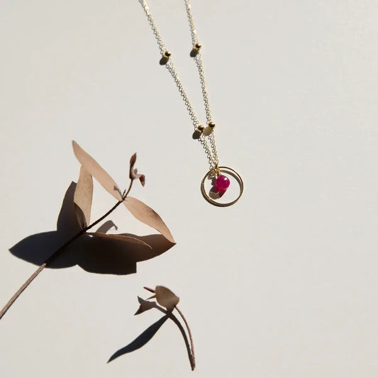 Ketting circel dieprood - Love You - Vinoos - Handgemaakt
