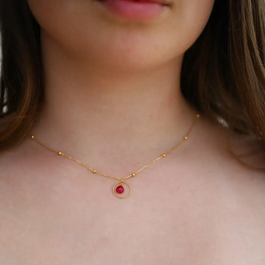 Ketting circel dieprood - Love You - Vinoos - Handgemaakt