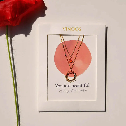 Ketting zon oranje – You are beautiful - Vinoos  - Handgemaakt