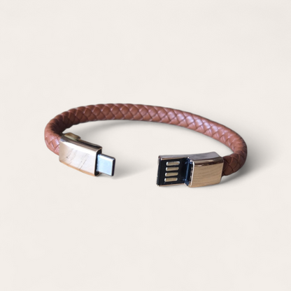 Multifunctionele Armband met USB-C Oplaadkabel - Bruin