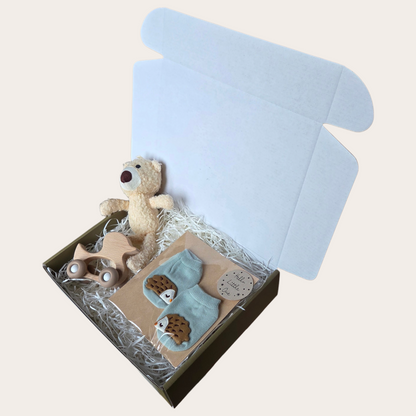 Lief & Speels – Baby Cadeaubox met Berenknuffel en Egel Sokjes