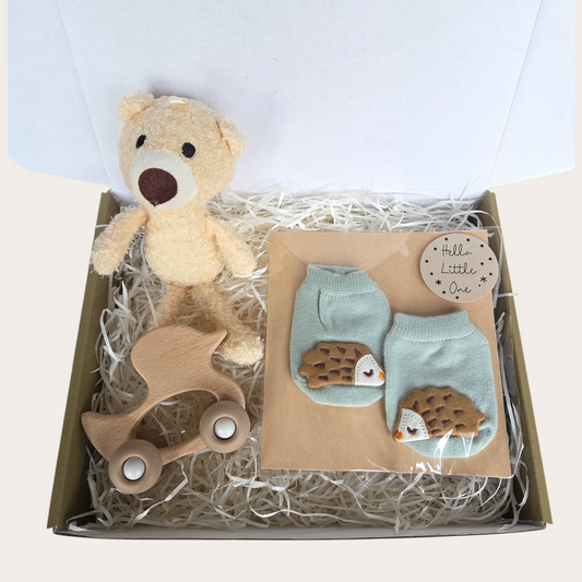 Lief & Speels – Baby Cadeaubox met Berenknuffel en Egel Sokjes