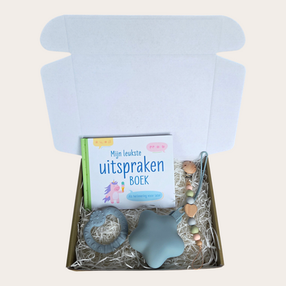 Eerste Woordjes & Momentjes – Baby Cadeaubox met Invulboek