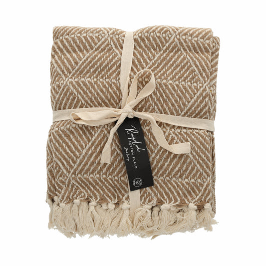 JENS Living Basic Recycled Cotton Plaid Beige