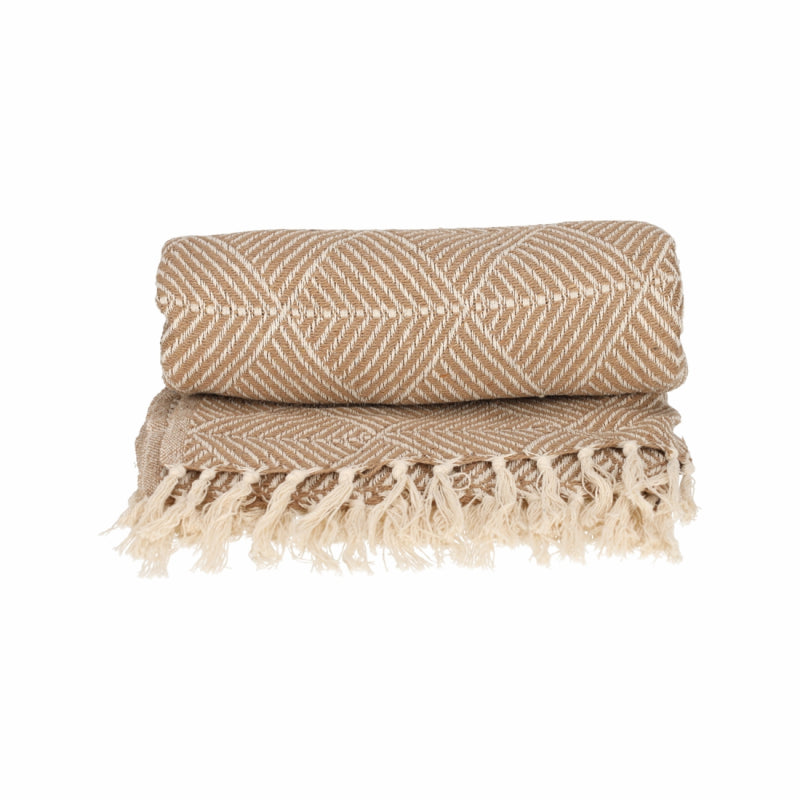 JENS Living Basic Recycled Cotton Plaid Beige