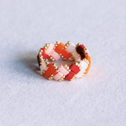 Tilabead ring - zalm/oranje/bordeaux