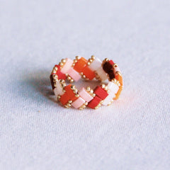 Tilabead ring - zalm/oranje/bordeaux