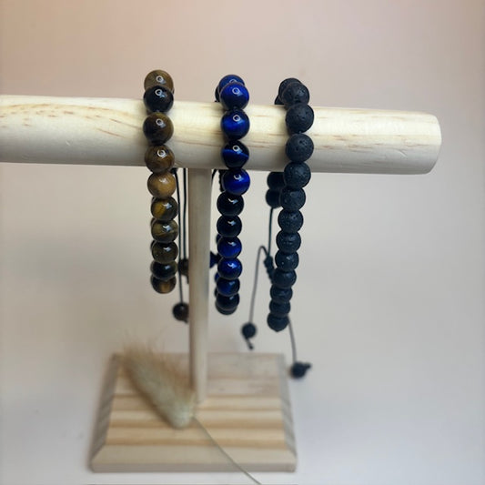 Armband natuursteen blauwe tijgeroog kraal