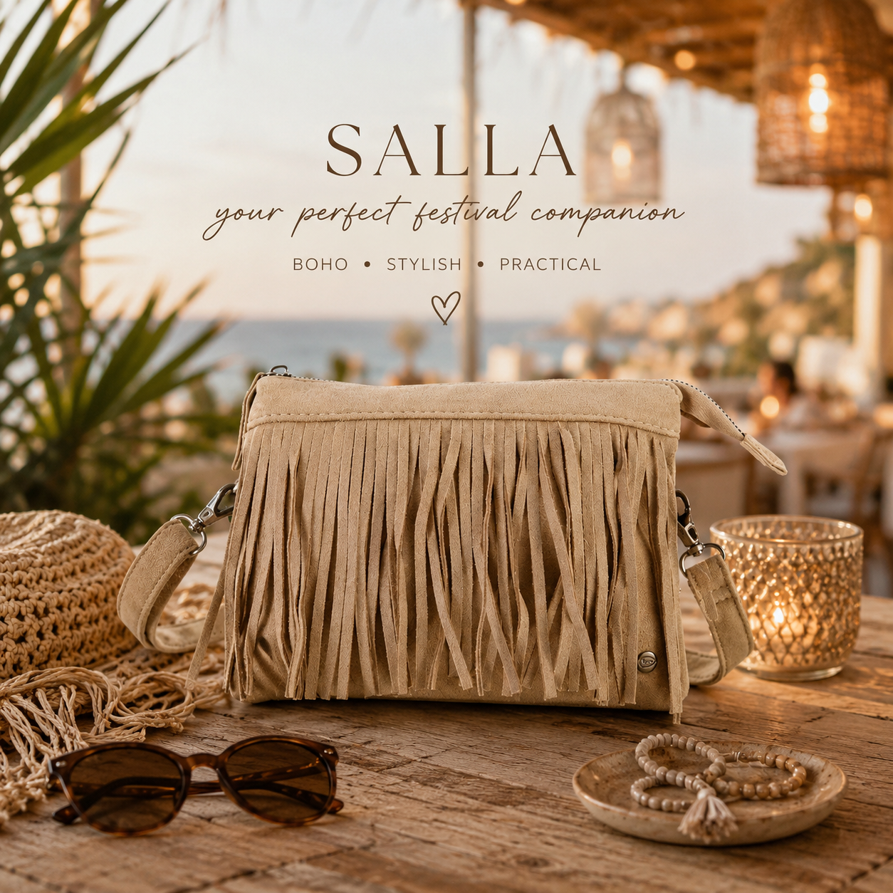 Salla Crossbody Tas met Franjes | Bohemian Schoudertas