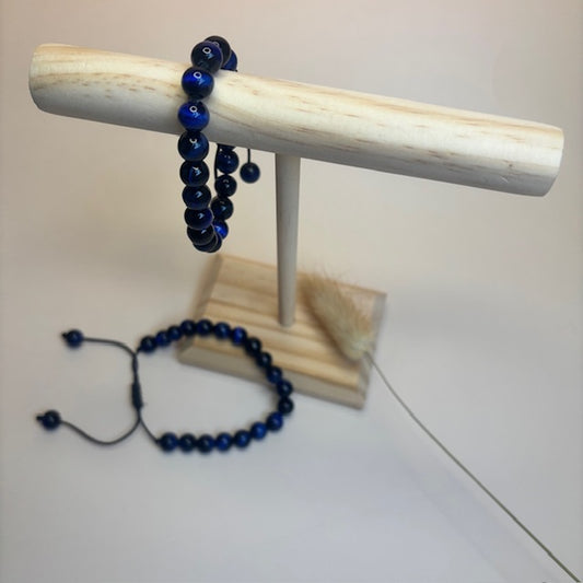 Armband natuursteen blauwe tijgeroog kraal