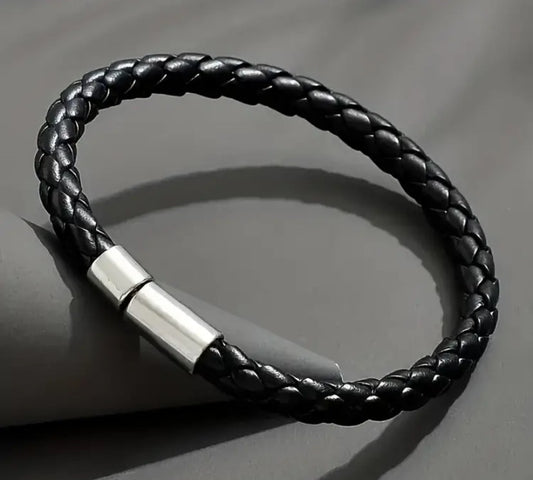 Mannen armband gevlochten PU leer