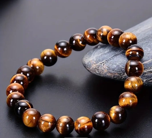Elastieken tijgeroog armband heren