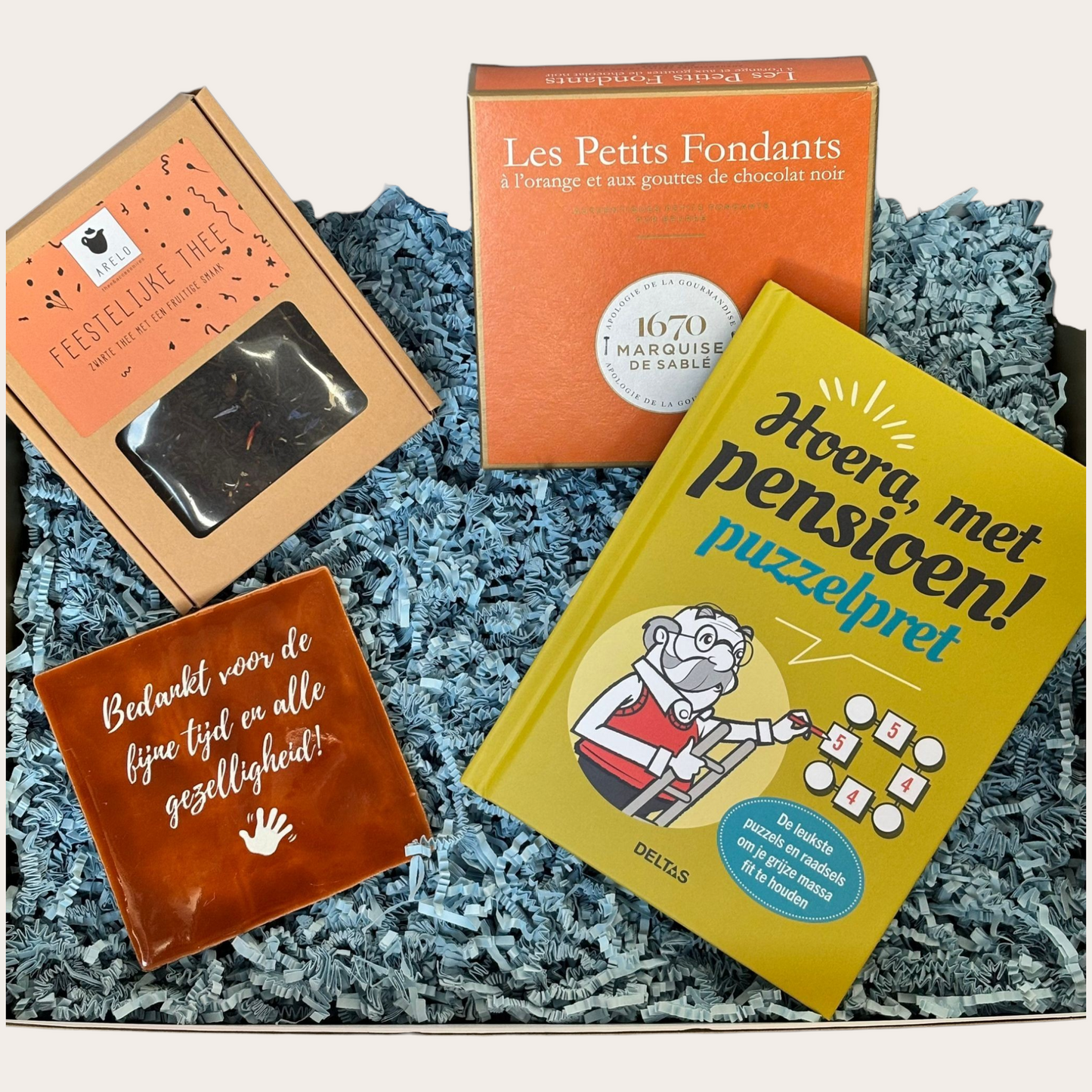 Tijd om te Genieten – Pensioen Cadeaubox met Thee en Puzzelboek