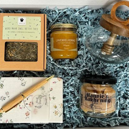 Word snel beter – Beterschaps cadeaubox voor haar met thee en lavendel honing