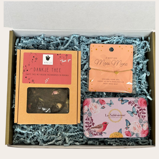 Bedankt Mooi Mens – Cadeaubox met Thee & Armband