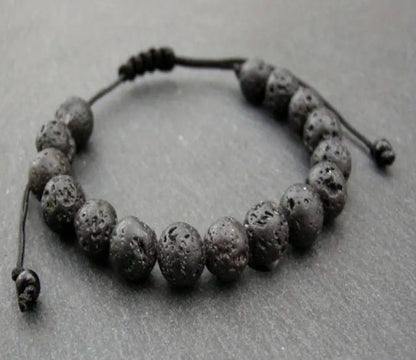 Lava rock armband mat zwart heren