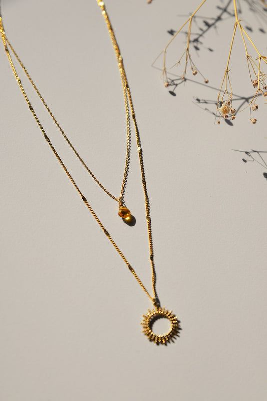 Ketting zon geel - Happy together - Vinoos- Handgemaakt