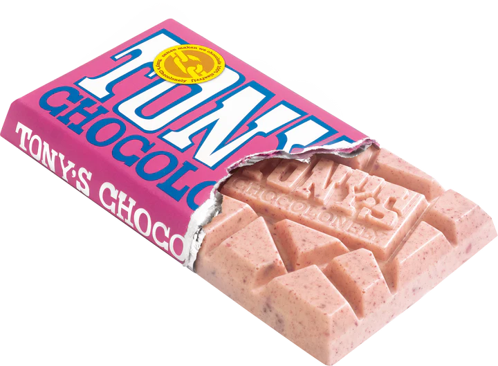 Witte chocolade framboos knettersuiker, 180gr