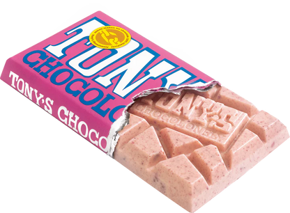 Witte chocolade framboos knettersuiker, 180gr