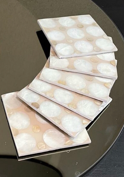 Tafel Onderzetters parelmoer set van 6