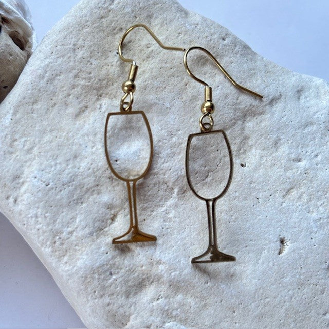 Oorbellen Wijnglas – RVS, Goud of Zilver