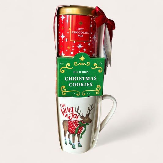 Kerstbeker met koek en hot choco