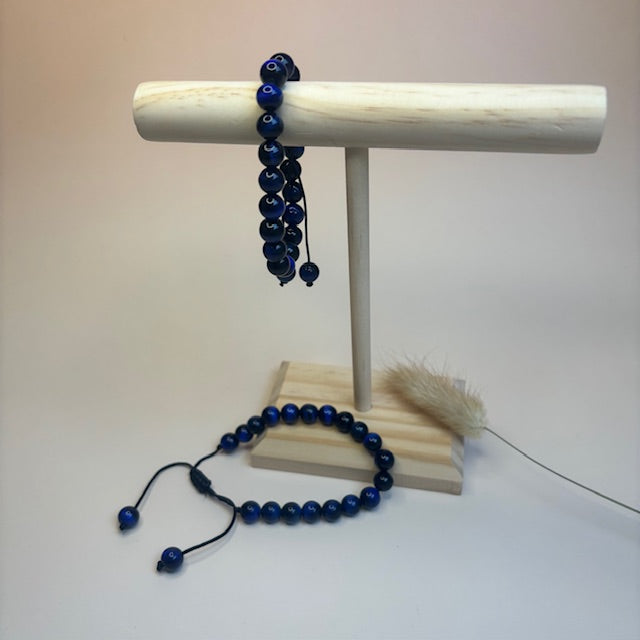 Armband natuursteen blauwe tijgeroog kraal