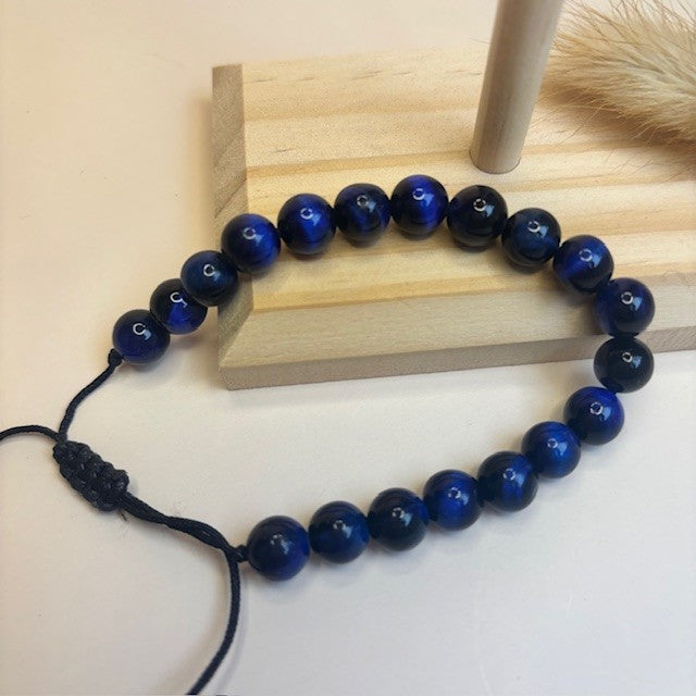 Armband natuursteen blauwe tijgeroog kraal