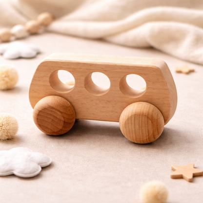 🚗 Houten Baby Auto / Bus – Speels & Tijdloos