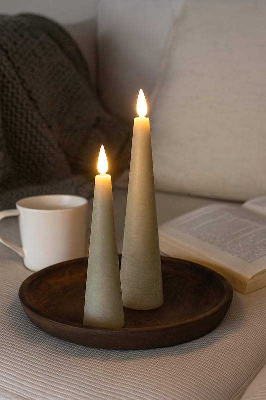 LED Kaars Cone - off white