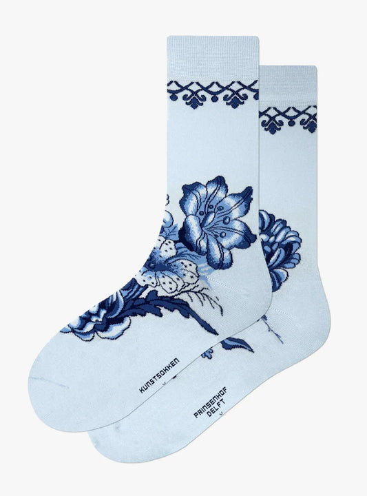 Sokken: Delfts Blauw Bloemen mt 41-46