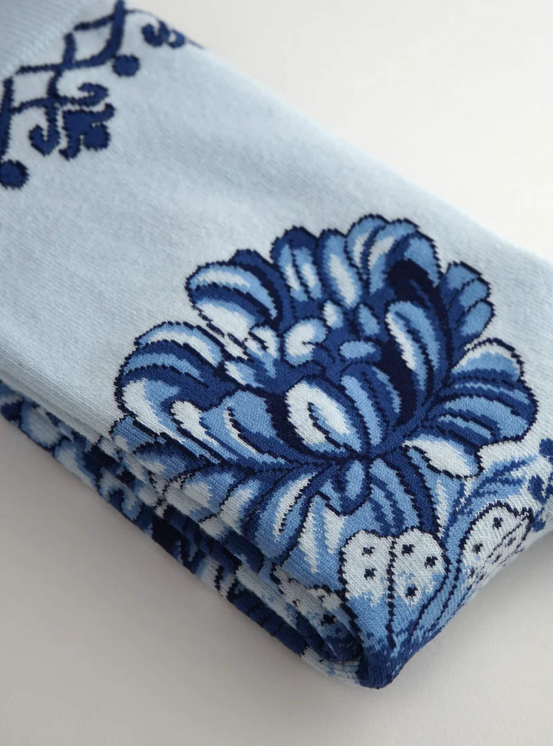 Sokken: Delfts Blauw Bloemen mt 41-46