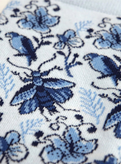 Sokken: Delfts Blauw vogels en insecten mt 41-46