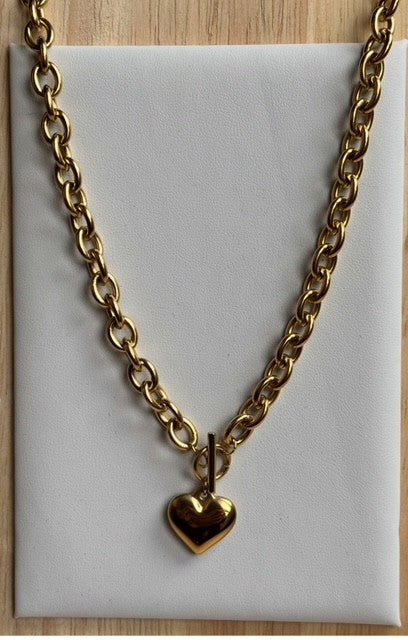 RVS Schakelketting met Hartbedel