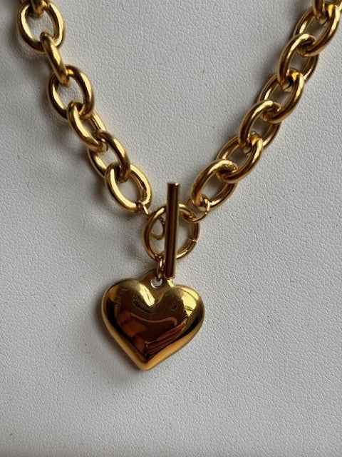 RVS Schakelketting met Hartbedel
