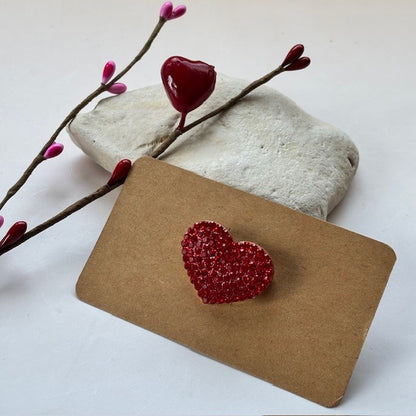 Broche Rood Hart met Steentjes