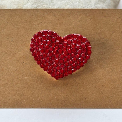 Broche Rood Hart met Steentjes