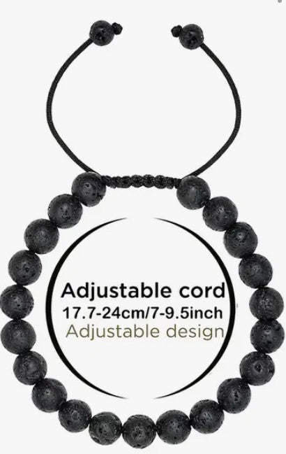 Lava rock armband mat zwart heren