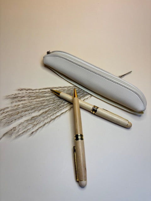 Pen naturel hout met goudaccent