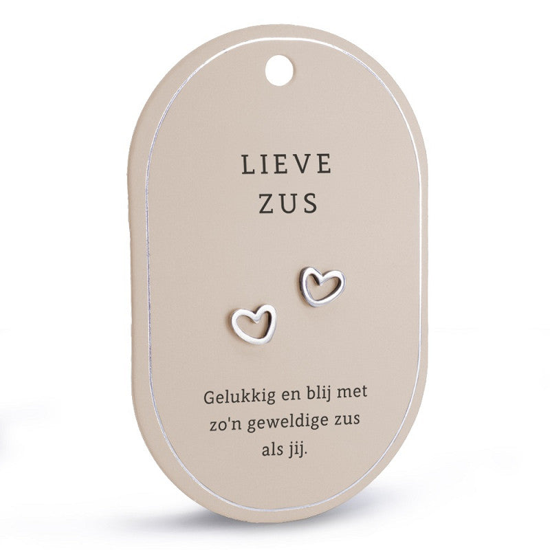 Oorbellen met een boodschap: Lieve zus