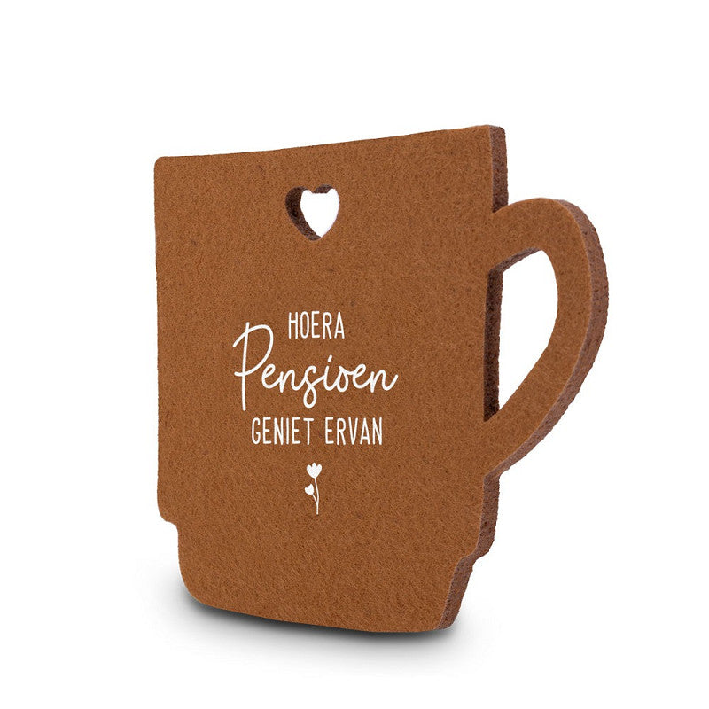 Vilten onderzetter: Hoera pensioen, geniet ervan.