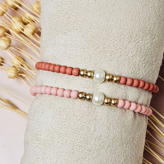 Kralenarmand Noa Oud Roze