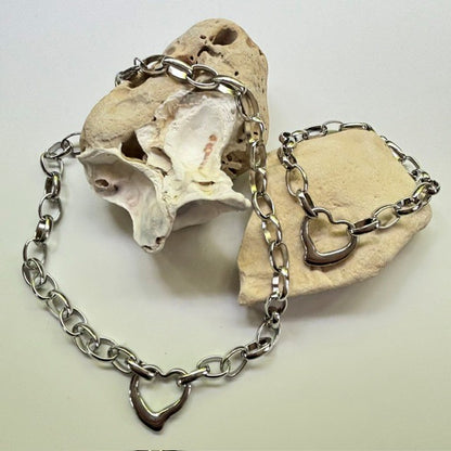RVS schakelarmband Mack met open hart : Zilver